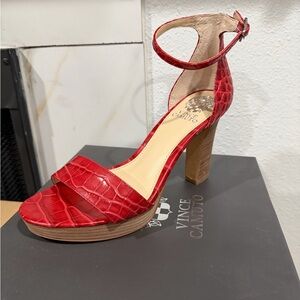 Vince Camuto Red Croc-Patterned Heels